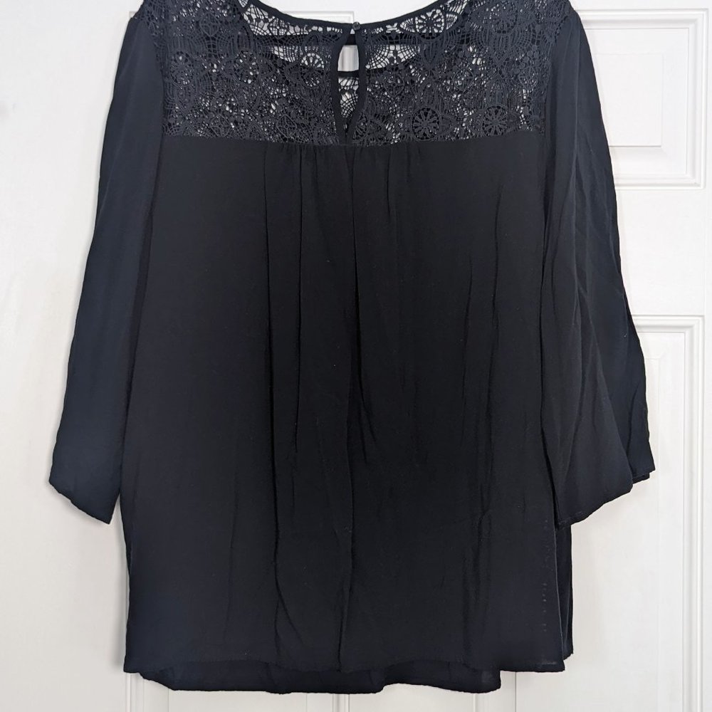 Black Crochet Lace Top
